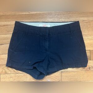 Navy J Crew Factory 3” chino shorts, size 00